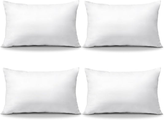 OTOSTAR Pack of 4 Throw Pillow Inserts, 12 x 20 Rectangle Cushion Inner Soft Fluffy Plump Stuffer Cushion Pads White Decorative Pillow Inserts