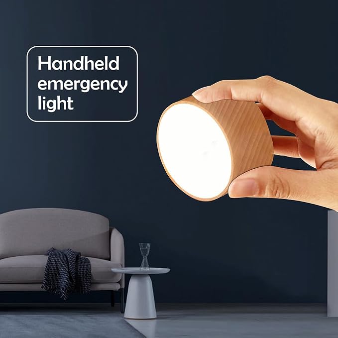 LANDGOO Wood Wall Sconce, Sapele Wood Magnetic 360° Rotatable Cordless Bedside Lamp Set, Rechargeable & Dimmable LED Lights with Touch Control, Wireless Wall Mount for Bedroom