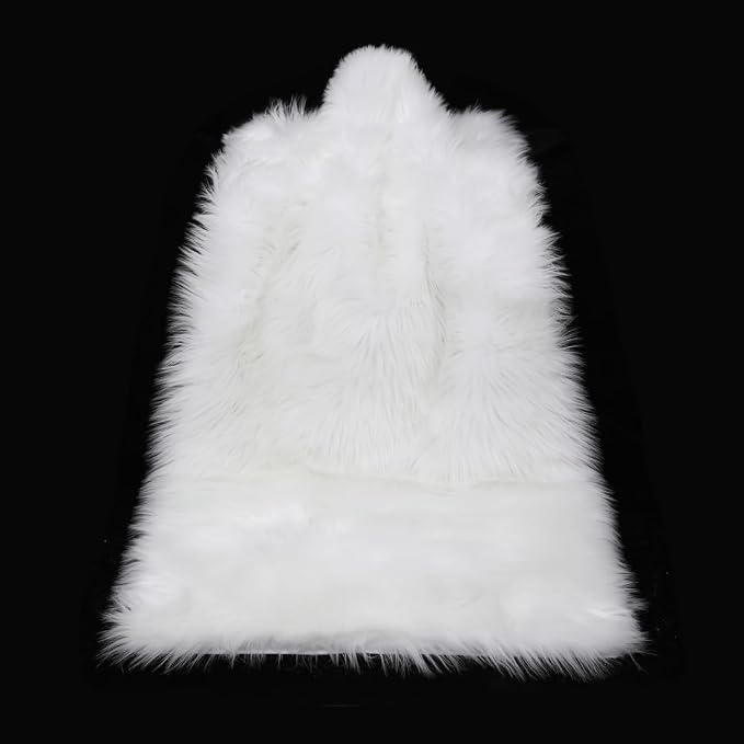 Faux Fur Rug Fluffy Sheepskin Area Rug,Ultra Soft Shaggy Plush Rug Bedroom Living Room Sofa Floor Kids Room Bedside（3 x 3 ft Round White）