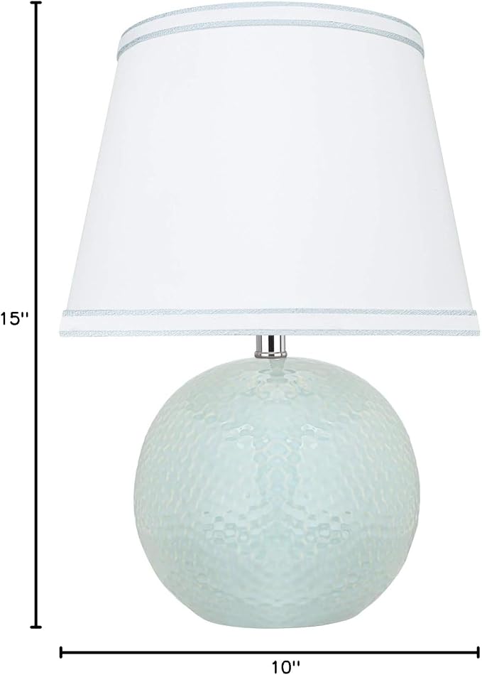 Aspen Creative 40193-11, 15" High Transitional Ceramic Table Lamp, Green/Blue and Hardback Empire Shaped Lamp Shade in White, 10" Wide