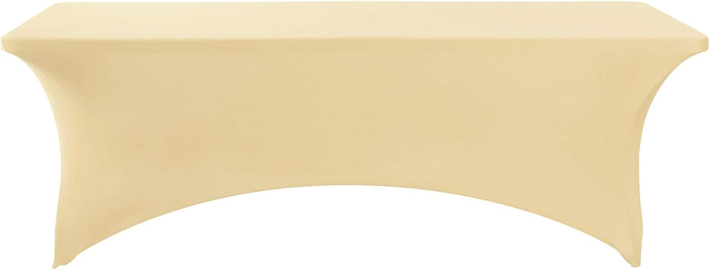 Spandex Table Cover for 8FT or 4ft or 6ft Table Universal Fitted Stretch Tablecloth for Party, Banquet, Wedding and Events-Champagne