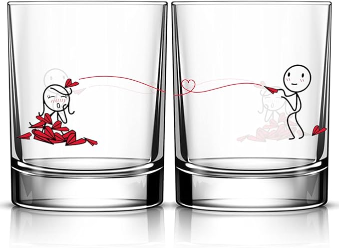BoldLoft Love Will Find A Way Couple Drinking Glasses-Gifts for Her, Girlfriend, Wife, Romantic Gifts for Anniversary, Valentines, Birthday, His and Hers Home Decor for Couples
