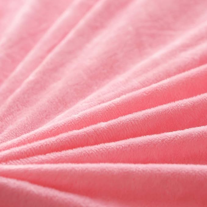 Faux Fur Velvet Fluffy Bedding Duvet Cover Set Down Comforter Quilt Cover with Pillow Shams, Ultra Soft Warm (King, Pink)