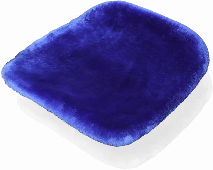 OGLAND Fuzzy Genuine Sheepskin Car Seat Cover for Women Fluffy Cushion Auto Interior Accessories with Soft Wool Natural Fur (Blue, Front 20 * 20inchs)