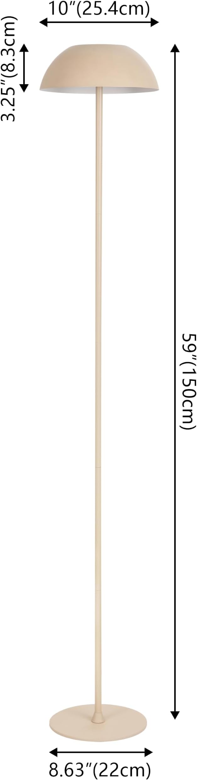 JONATHAN Y Laurel 59" Contemporary Minimalist Mushroom Metal Outdoor Floor Lamp, Almond, Rechargeable Cordless and Dimmable with Integrated LED, Weather Resistant for Patio JYL7165C