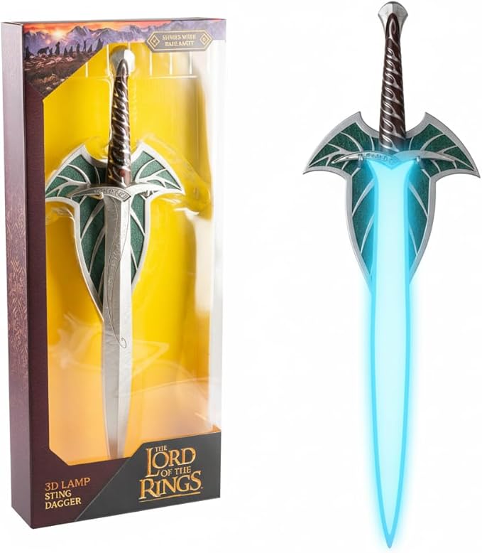 Grupo Erik Lord of the Rings Sword Lamp Collector Edition - Frodo's Sting Sword - Wall Mounted USB and Battery Powered - Blue LED Light - ABS Material - Official Product