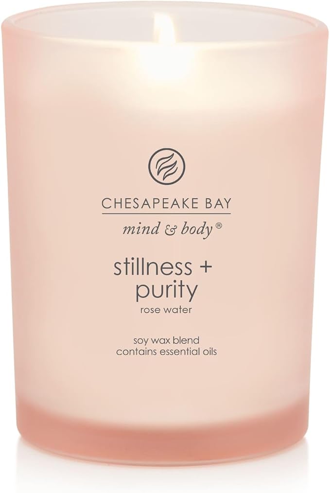 Chesapeake Bay Candle Scented Candle Stillness + Purity (Rose Water) Medium Jar 8 Ounce Home Décor