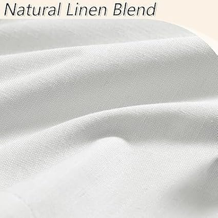 Guken Off White 100% Blackout Linen Curtains 63 Inch Length 2 Panels Set for Living Room Bedroom Back Tab Thermal Insulated Black Out Drapes Room Darkening Farmhouse Window Curtains,52x63