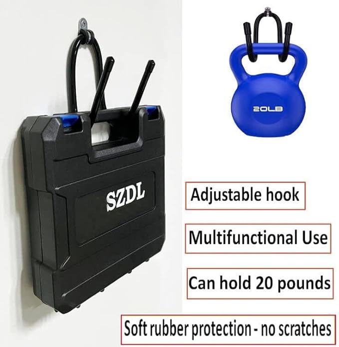 AUXPhome Power Tool Organizer - Wall Mount Garage Storage Rack, Hanger Hooks for Drills, Cables, Accessories & Tool Box - Holds 4 Drills