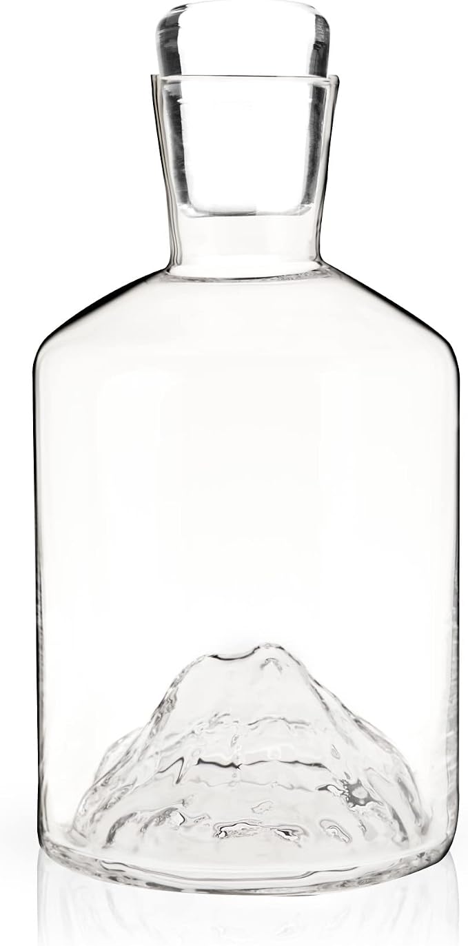 Viski Mountain Whiskey Decanter with Stopper, Hand Blown Liquor Decanter for Bourbon, Scotch, Spirits, Wedding Gifts, Anniversary Gifts for Men, Elegant Home Bar Accessories, 24 oz (709 ml)