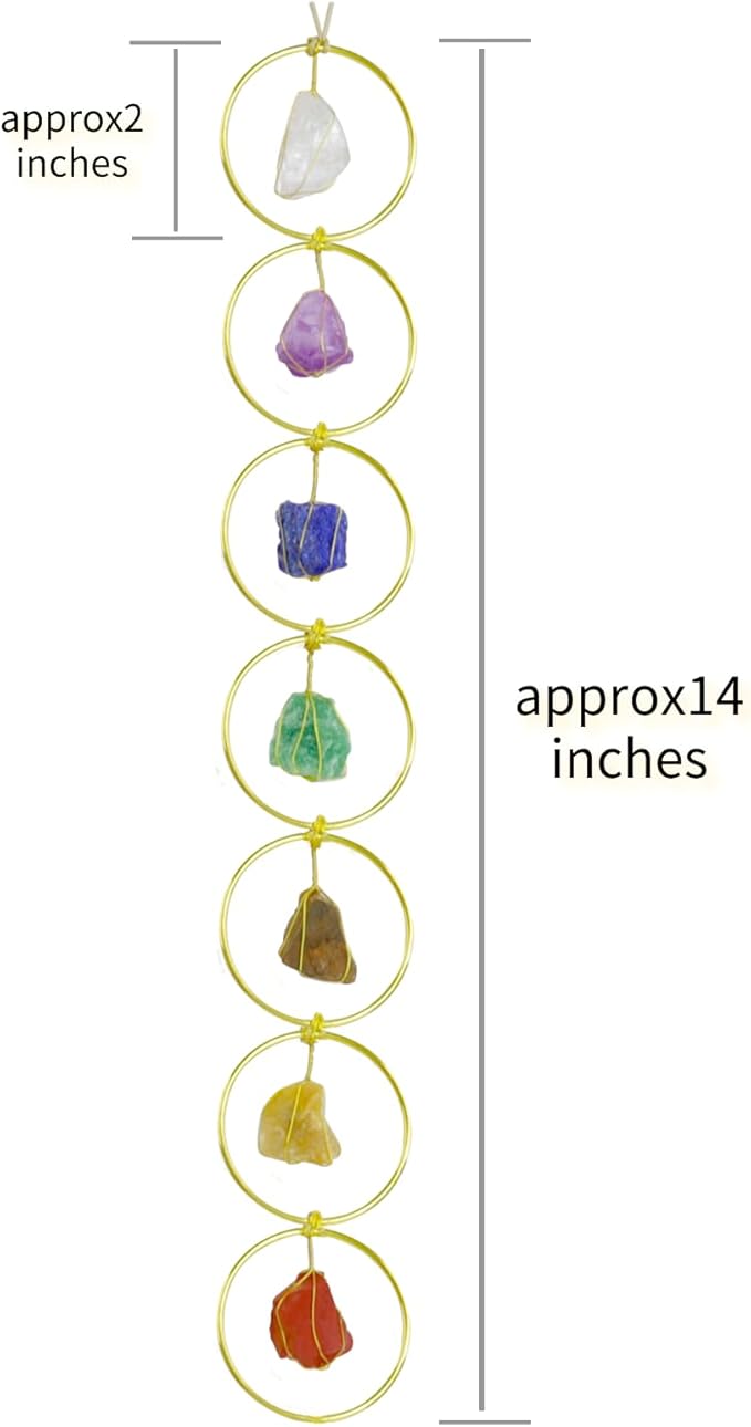 Anjiucc Handmade Natural Gemstone Crystal Hanging Ornaments 7 Chakra Feng Shui Ornaments for Home Decoration Window Decor