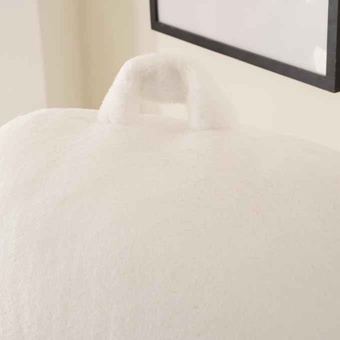 Soft Reading Pillow for Bed with Arms,Middle,White,Faux Fur | 17" Backrest for Gaming & Lounging,Oeko-TEX Certified Plush Back Pillow for Teens Room