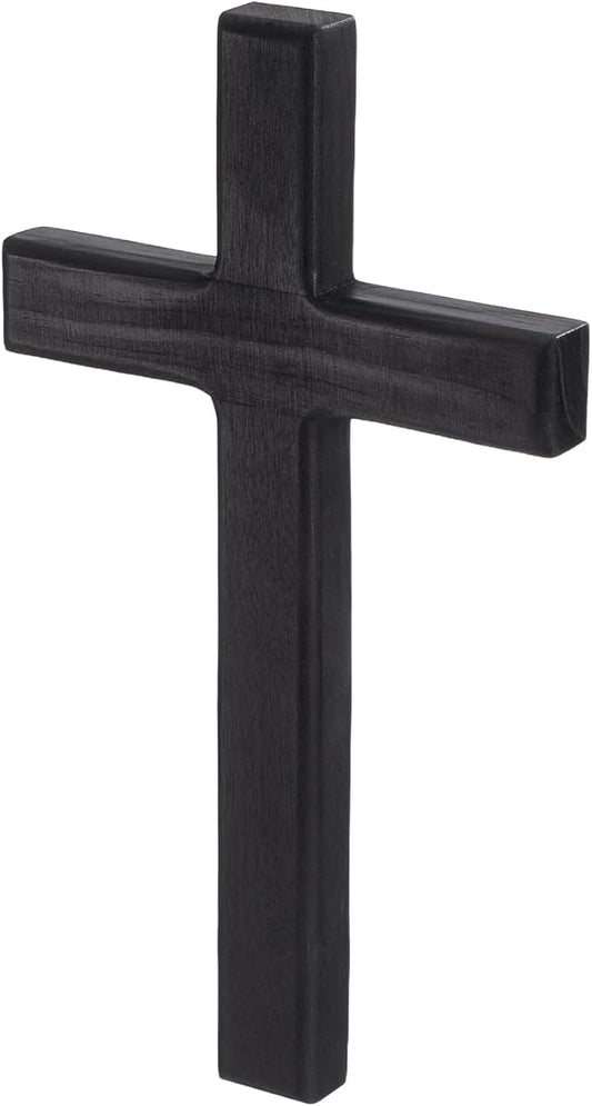 BESPORTBLE Wooden Cross for Wall: 11 Inch Hanging Large Cross, Rustic Christian & Catholic Wall Mounted Decor, Religious Wood for Home, Bedroom, Prayer Room - Party Decor (Black)