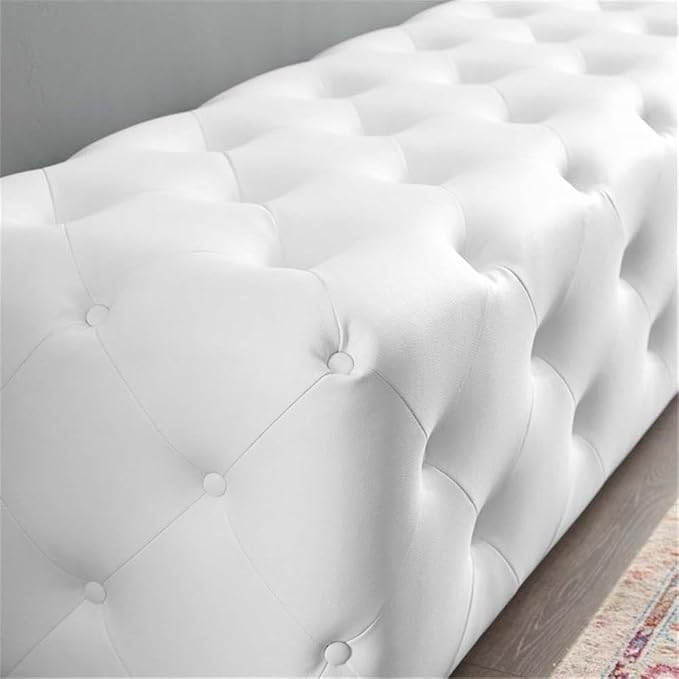 Modway EEI-3771-WHI Anthem 72" Tufted Button Entryway Faux Leather Bench, White