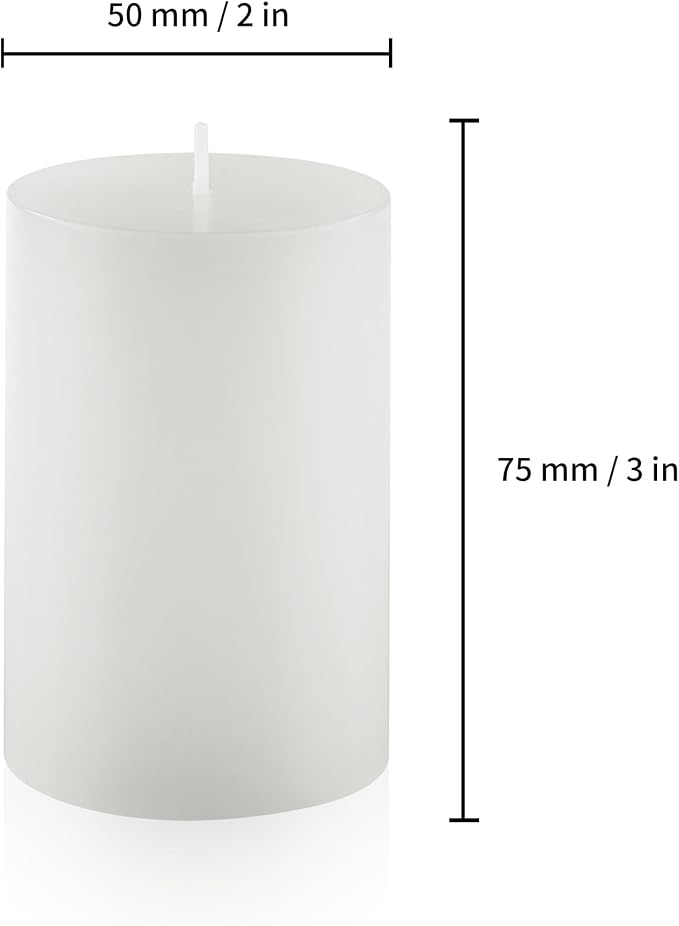 Housecret 50 Pack 2" D x 3" H White Unscented Pillar Votive Candles, Hand Poured Wax Candle (20 Hour Burn Time) Ideal Gifts for Weddings Birthdays Christmas Holidays Party
