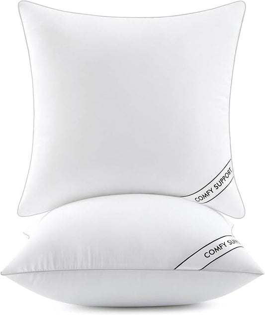 MIULEE 26x26 Inch Euro Pillows Inserts, Pack of 2 Down Alternative Virgin Filling Comfy Support Throw Pillows for Sofa Couch Bed