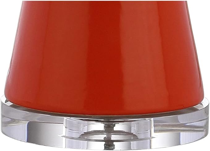 JONATHAN Y 28.5" Coral Ceramic Table Lamp for Living Room Bedroom Nightstand, Modern Hourglass LED Bedside Lamp with Crystal Base and Linen Shade (JYL4027C)