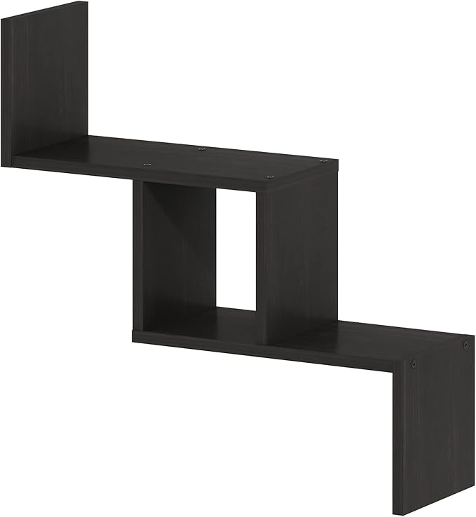 Furinno Rossi Wall Mount Floating Ladder Shelf, Espresso
