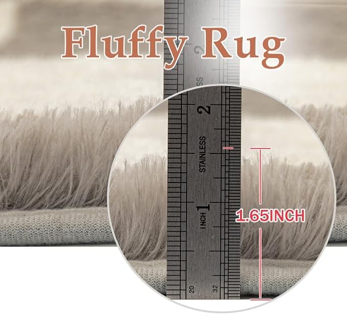 PureCozy Modern Rug 4x6 for Living Room, Grey Shag Rug Washable Non-Slip Small Area Rug Super Soft Indoor Fuzzy Carpet Fluffy Rugs for Bedroom Home Aesthetic Decor