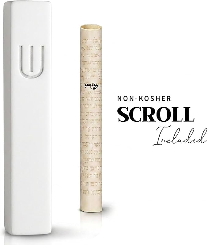 SURI Mezuzah for Door with Scroll – 6 Inch Modern Mezuzah Case with Non Kosher Scroll Included, Fits up to 5” Scroll, Easy Adhesive Installation, Gift Box Included