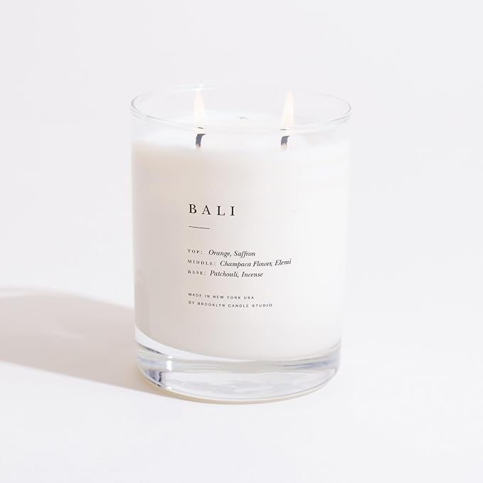 Brooklyn Candle Studio Bali Classic 2 Wick Candle - Luxury Scented Candle, Vegan Soy Wax, Hand Poured in The USA, 70 Hour Slow Burn Time - 13oz