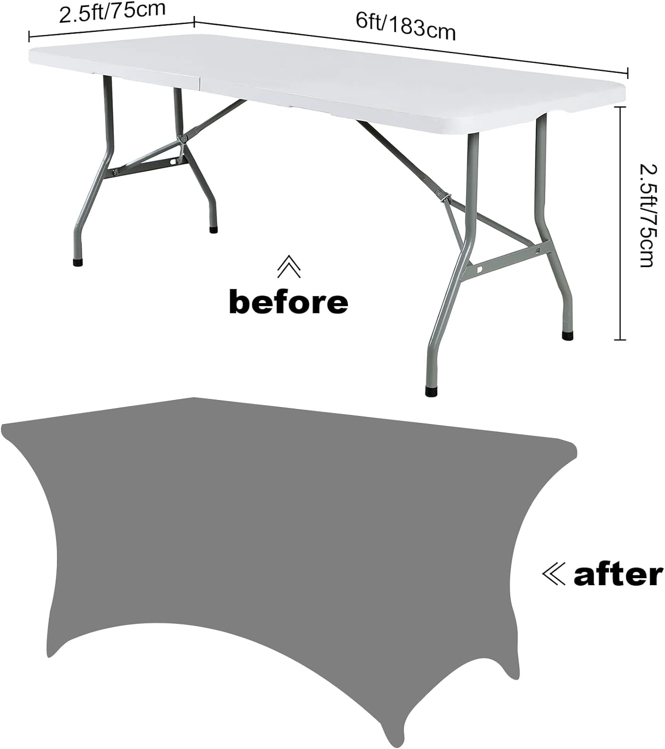 SuperO Waterproof Spandex Table Cover for 6FT Table Universal Fitted Stretch Tablecloth for Party, Banquet, Wedding and Events-Pink