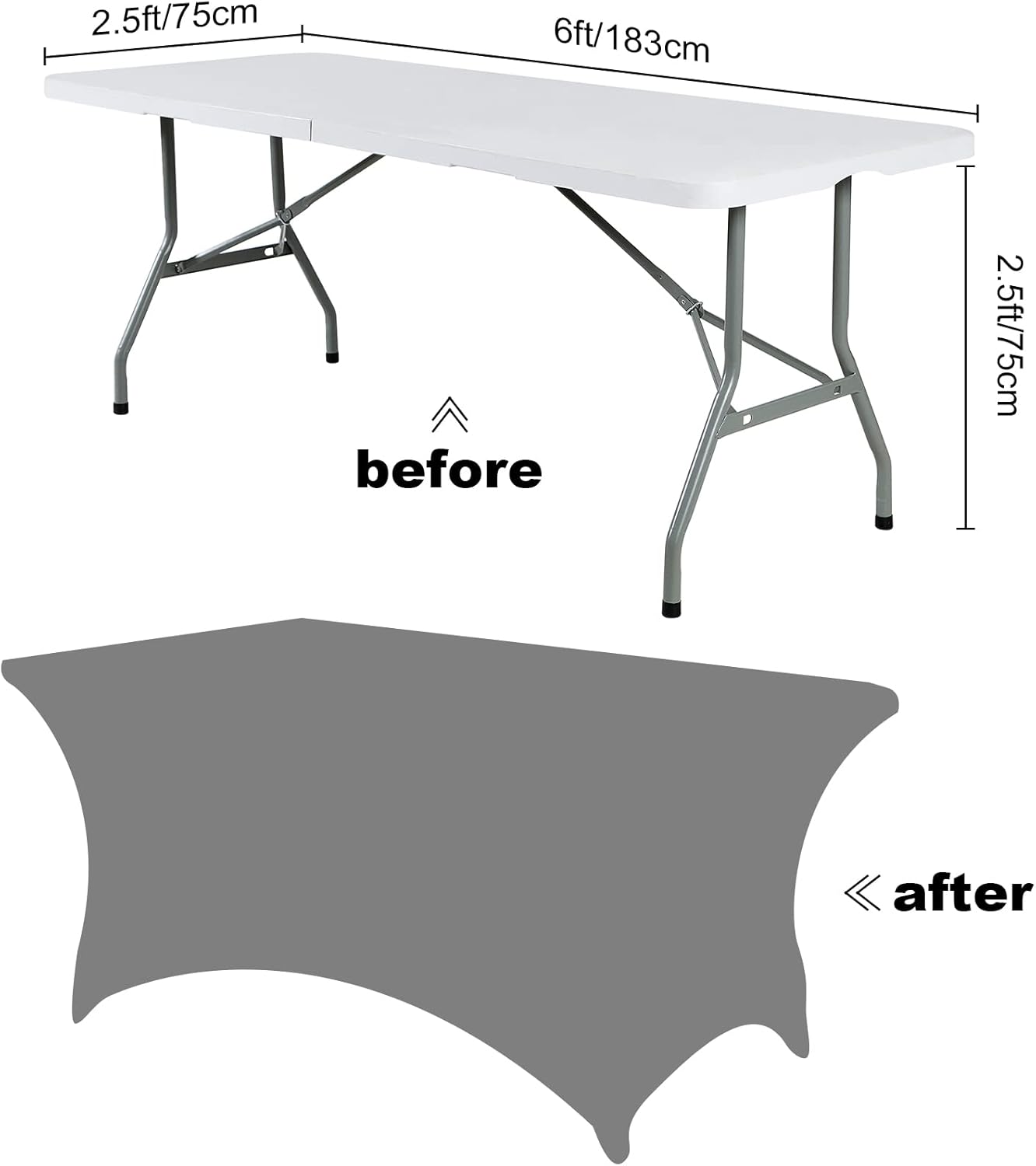 SuperO 2Pack Waterproof Spandex Table Cover for 6FT Table Universal Fitted Stretch Tablecloth for Party, Banquet, Wedding and Events-Navy