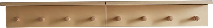 Wall Mounted Coat Rack with Shelf, Entryway 8 Hooks, 2 Pack | Birch finish shelf