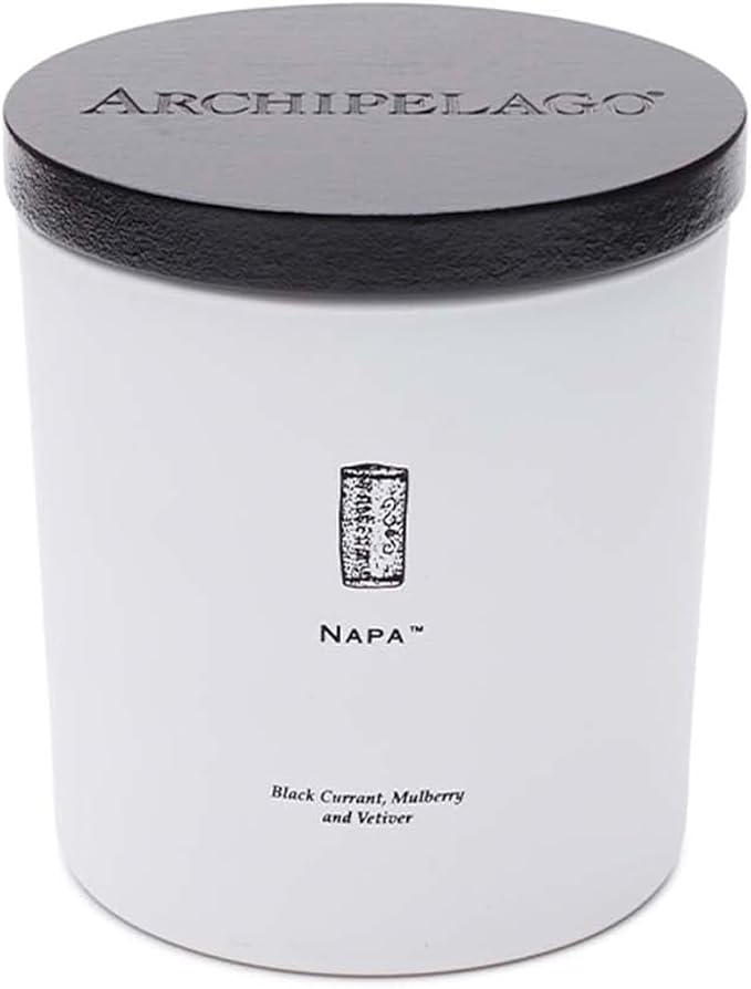 Archipelago Botanicals Napa Luxe Candle, Black Currant, Mulberry and Vetiver Scent, Elegant White Glass Jar Candle, Coconut Wax, Double Wicks Burn 100 Hours (13 oz) (Pack of 2)