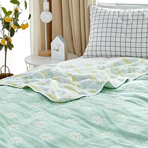SANACYNA 6-Layer Gauze 100% Cotton Muslin Blankets for Adults Sunflower King 90"x104" Cooling Blanket Soft Breathable Blanket for Sofa Bed Coverlet All Seasons Both Sides (Green, King(90"x104"))¡­