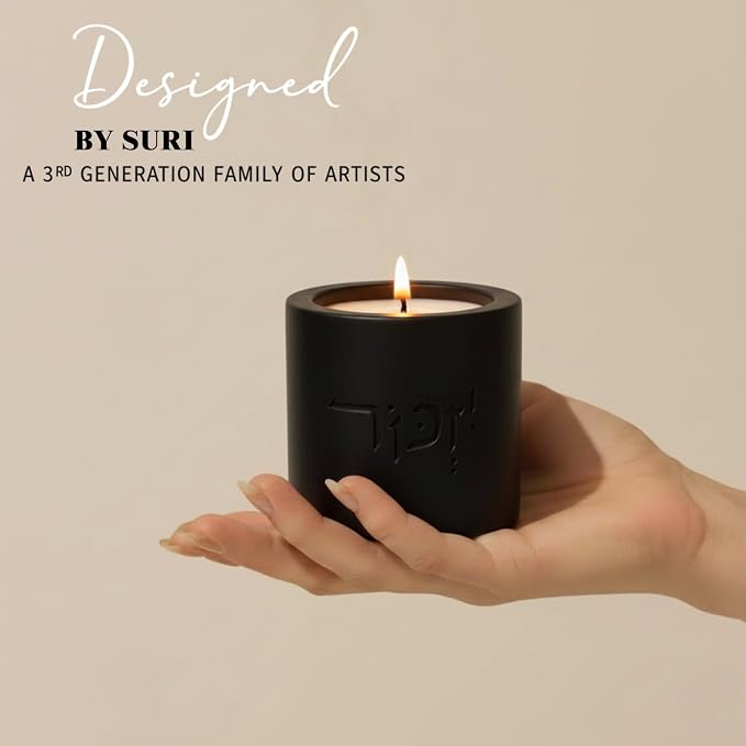 SURI Yizkor Remembrance Candle Holder – Modern Concrete Tea Light Holder for Jewish Memorial Home Decor, Yahrzeit & Yom Kippur, Ner Neshama Tradition