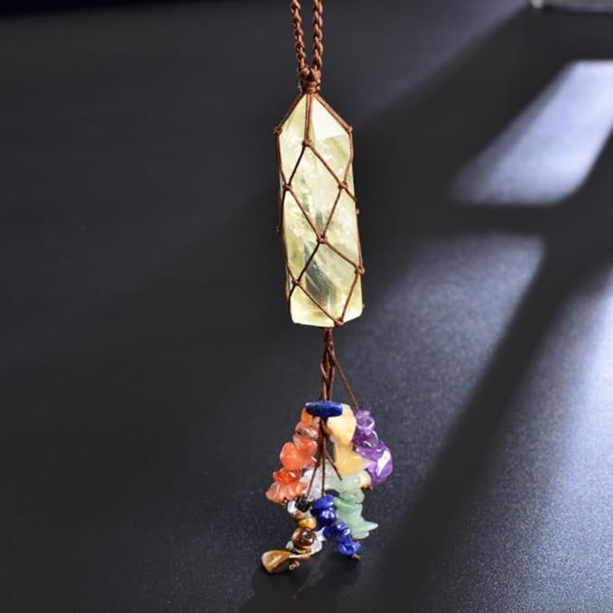 Home Decor Hanging Ornaments Natural Citrine Chakra Ornaments Gemstones Reiki Feng Shui Ornament Window Car Ornament