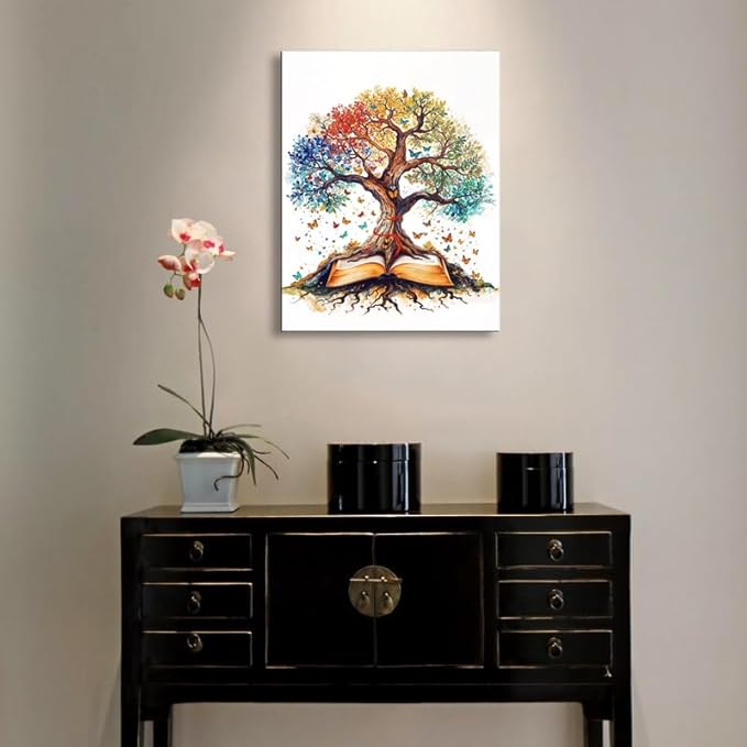 Tree of Life Wall Art - The Bible Religious Canvas Painting, christian gifts for catholic women, christians, Christmas wall decorations, Wall pictures for christians Living Room, Bedroom, Office,baptism,home decor,A-427