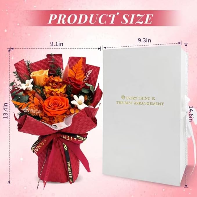 VTJMB Flowers for Delivery Prime, Preserved Flower Bouquet with Box, Birthday Dried Flowers Gift for Women, Mothers Day Gifts for Mom, Wife, Grandma, Friends