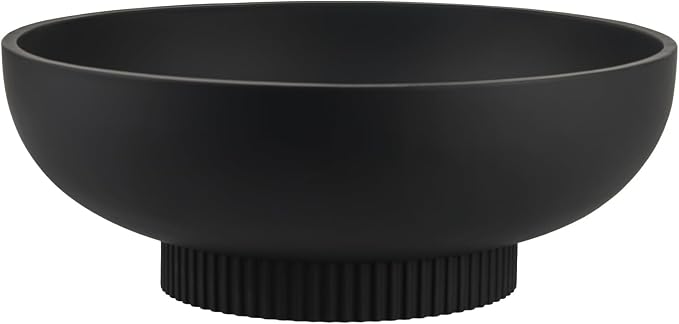Deobath Large Resin Pedestal Decorative Bowl - Modern Handicraft Bowls for Home Decor - Fruit Bowl for Kitchen Counter - Key Bowl for Entryway Table,Matte Black