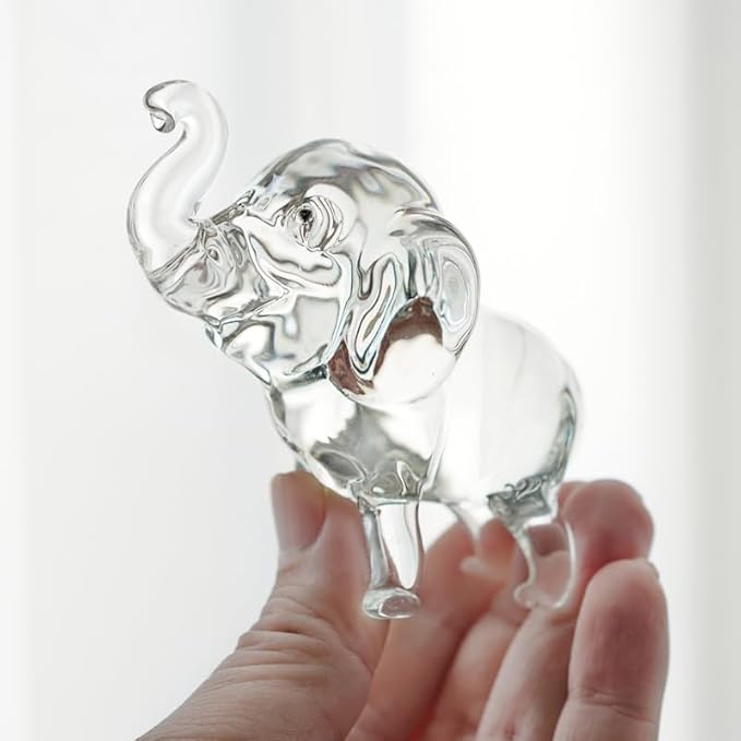 Set of 3 Crystal Elephant Figurines Glass Elephants Figurine Collectible Gifts for Mom Small Animal Statues Decor for Home Office Mother's Day Table Centerpiece