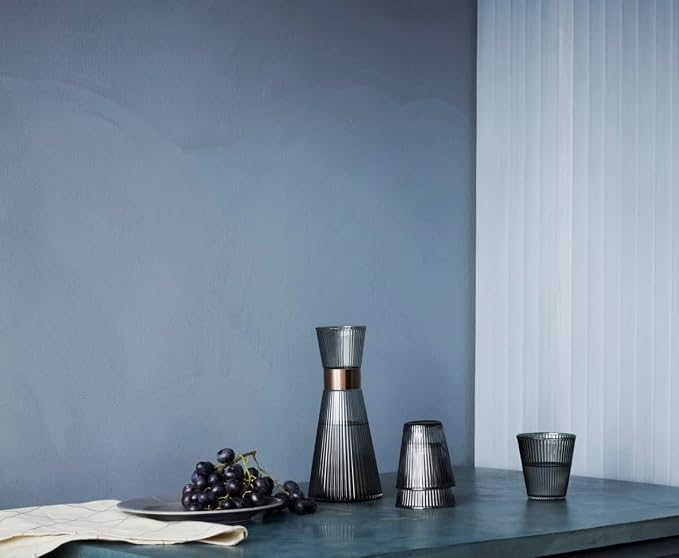 Rosendahl Grand Cru Nouveau 33.8 oz. Water Carafe - Elegant Smoke-Colored Mouth Blown Glass with Patinated Steel Accents, Dishwasher Safe - Stylish & Functional Design for Modern Living