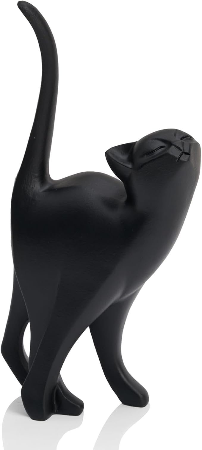 Black Cat Statue Modern Abstract, Home Office Shelf Decor, 7-Inch Vibrant Assorted Colors, Easy to Match Any Decor Style