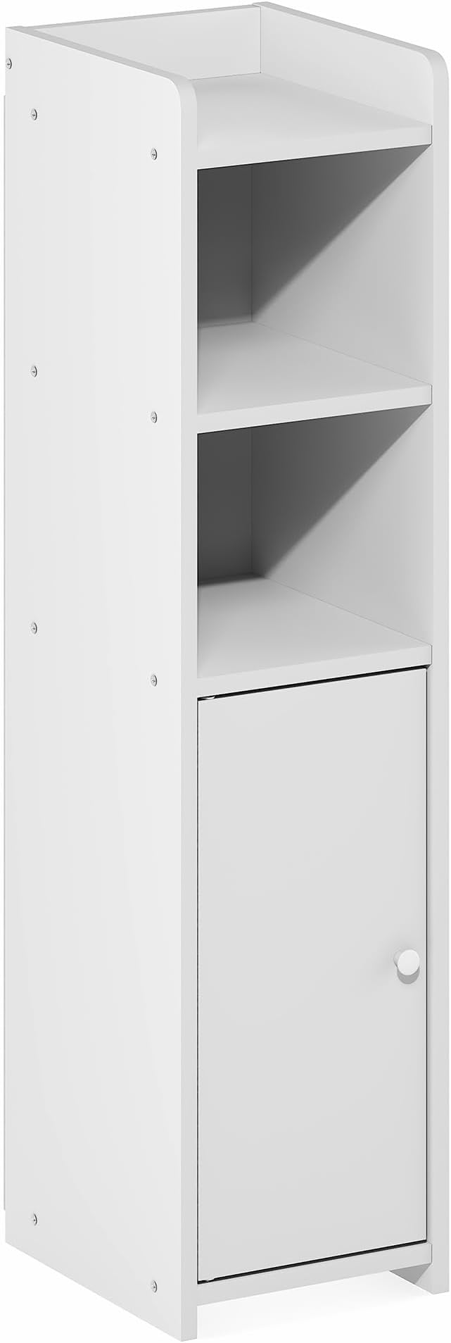 Furinno Fulda Bathroom Storage Cabinet, 5-Tier Bathroom Cabinet, Narrow Cabinet with Door and Adjustable Shelves, 32H, for Small Spaces, Bathroom, Living Room, Entryway, White