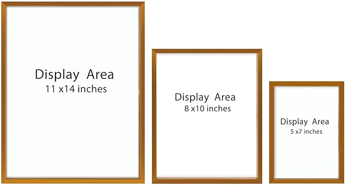 Golden State Art, 7 Pack Floating Frames for One 11x14, Two 8x10, and Four 5x7 Pictures. Aluminum Photos Frame for Wall Display (Bronze)