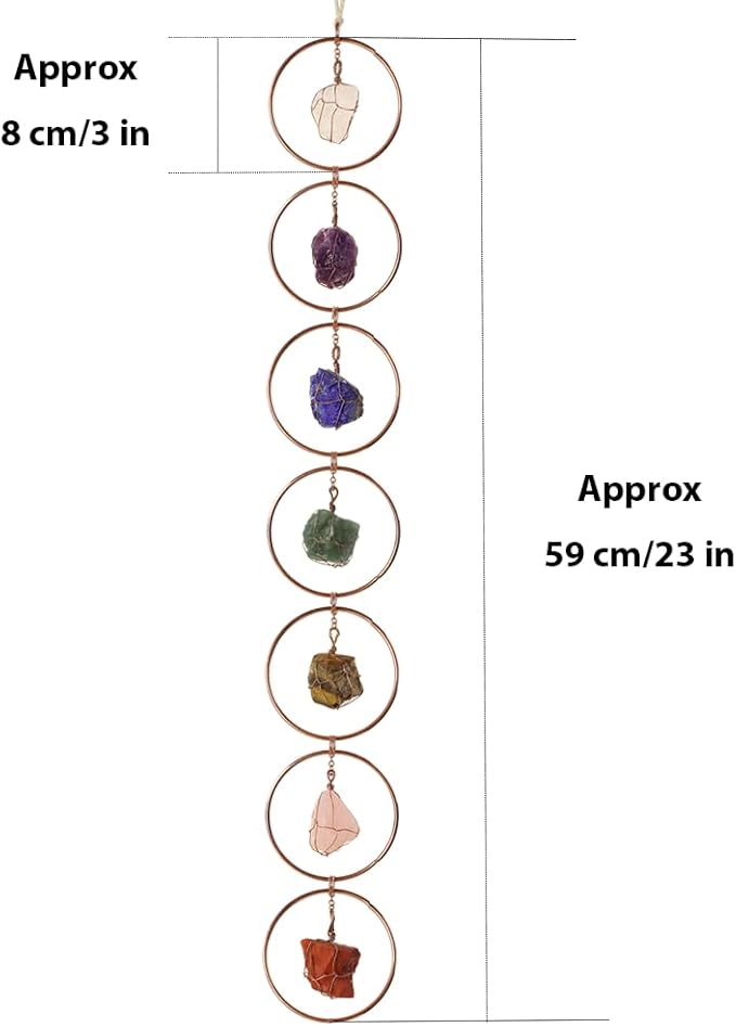 Anjiucc Handmade Natural Gemstone Crystal Hanging Ornaments 7 Chakra Feng Shui Ornaments for Home Decoration Window Decor（A-Style 8）