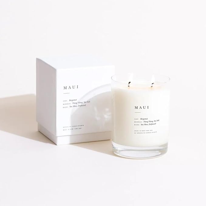 Brooklyn Candle Studio Maui Classic 2 Wick Candle - Luxury Scented Candle, Vegan Soy Wax, Hand Poured in The USA, 70 Hour Slow Burn Time - 13oz