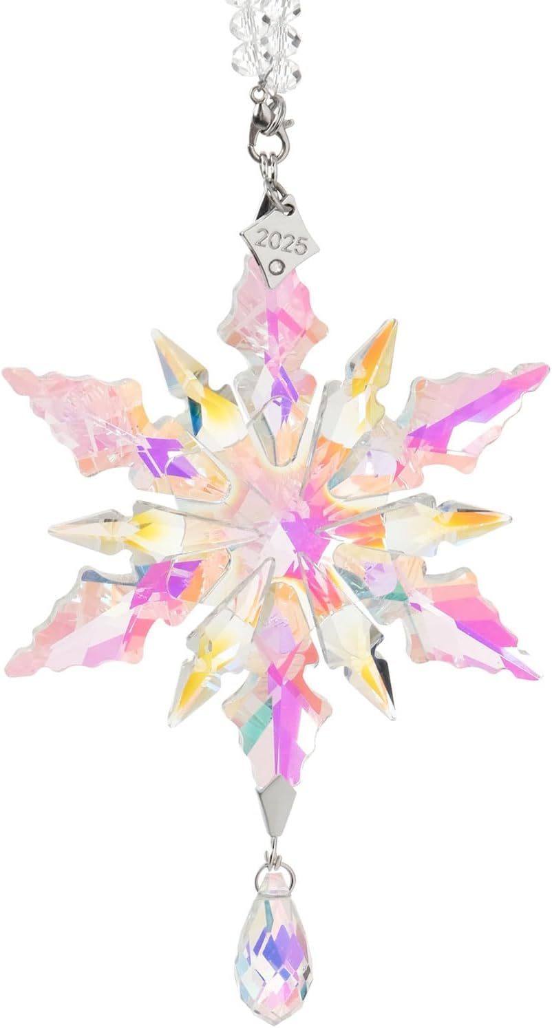 2025 Annual Christmas Ornaments Crystal Snowflake Star - Christmas Tree Ornaments Pendant Sun Catcher Home Hanging Decor (2025 Colored Crystal 3 Layers)