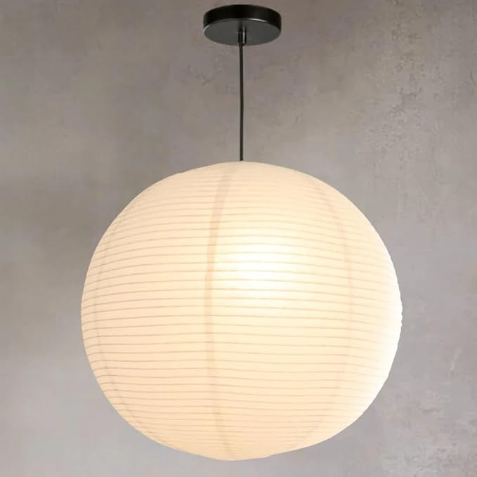 Nogy Japanese Style Paper Lantern Lamp Pendant Light - Off White Rice Hanging Paper Lamp Shade with Cord (Hardwired, 23.5 in)