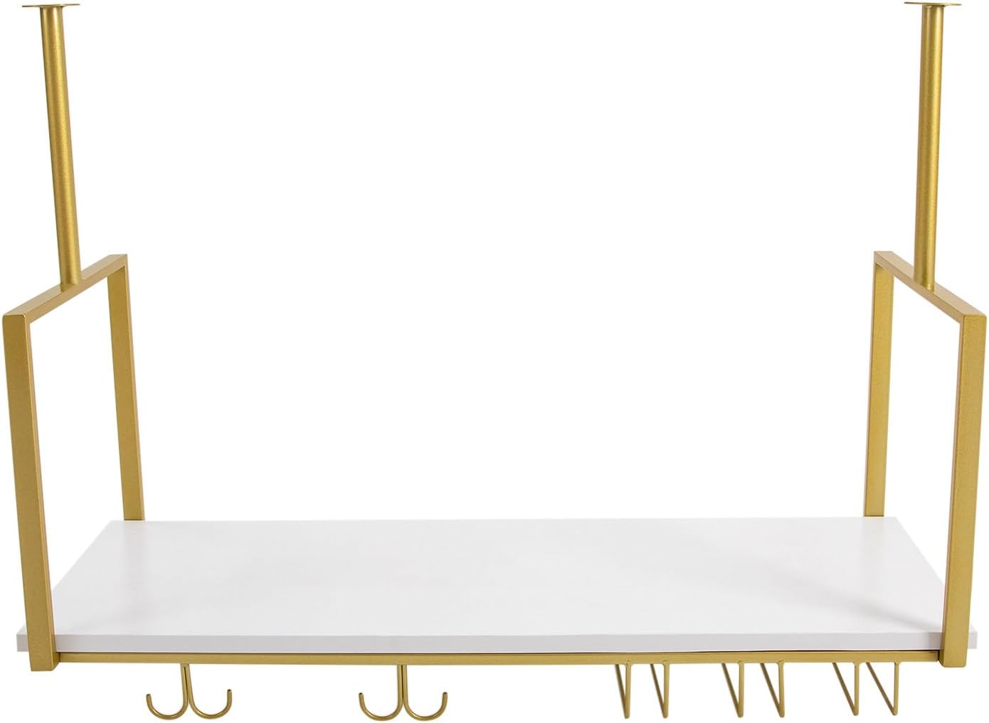 Hanging Wine Rack with Glass Holder Shelf Metal Ceiling Bar Wine Glass Rack Industrial Wall Mounted Floating Shelve Perfect for Bar Cafe Kitchen Restaurant