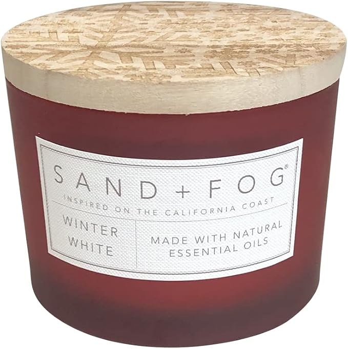 Sand + Fog Scented Candle - Winter White – Additional Scents and Sizes – 100% Cotton Lead-Free Wick - Luxury Air Freshening Jar Candles - Perfect Home Decor – 12oz - Holiday Scents