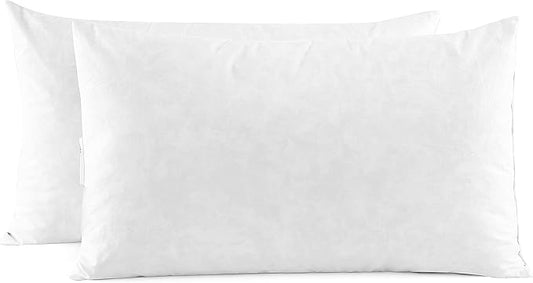SNUG&COZY Luxury Goose Down Feather Pillow Inserts - 12x20IN, Double Layered Down-Proof Design, Ultra-Soft Cover, High Fill Weight, Pack of 2, White