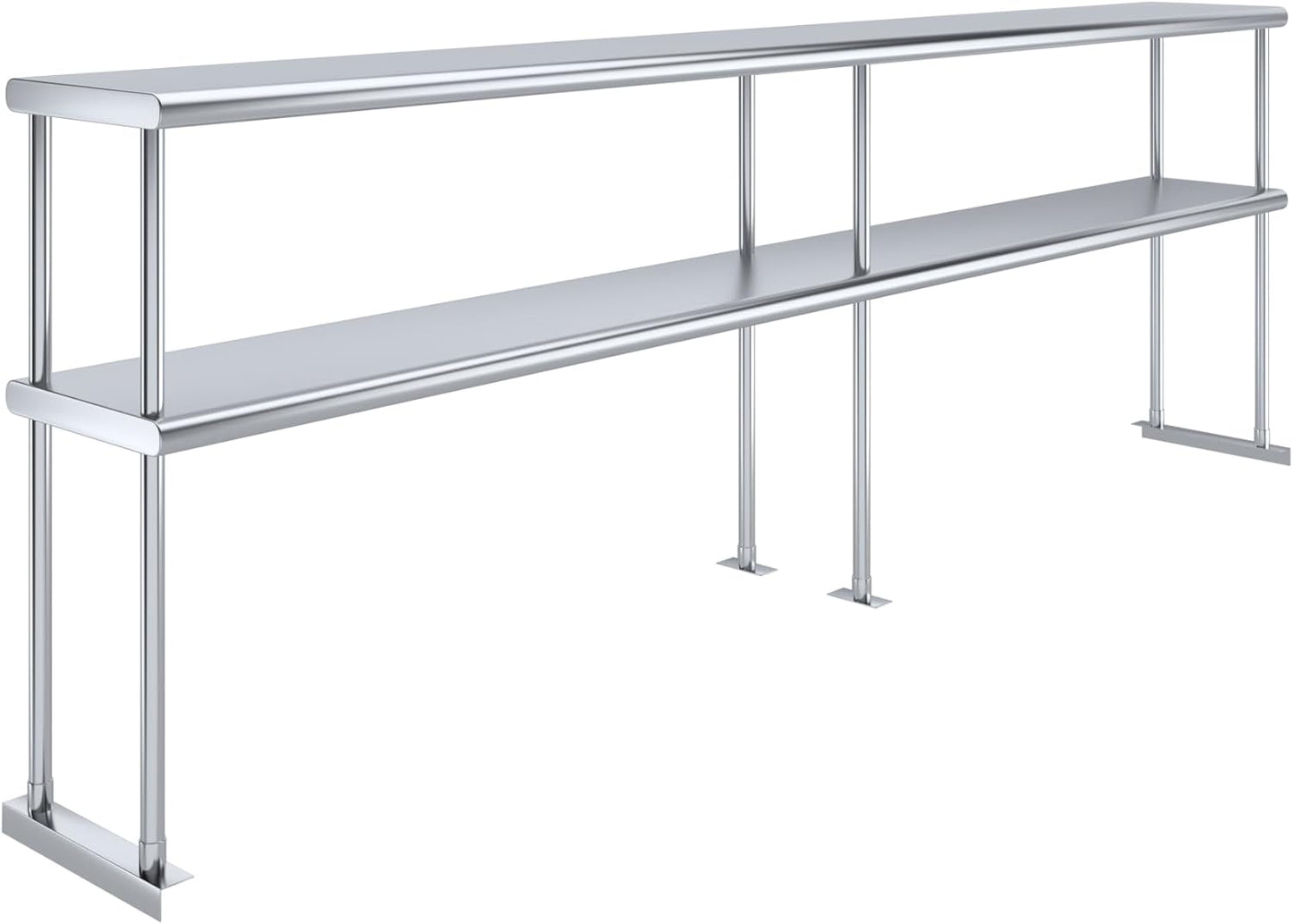 AmGood Double OverShelf Stainless Steel NSF - Many (96" Long x 12" Deep)