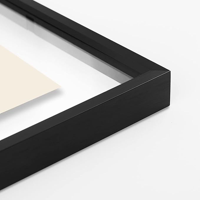 Golden State Art Black Floating Frame for One 14x11, Two 8x10, Four 5x7 Pictures, Clear Glass, Wall Decoration, 7 Pieces