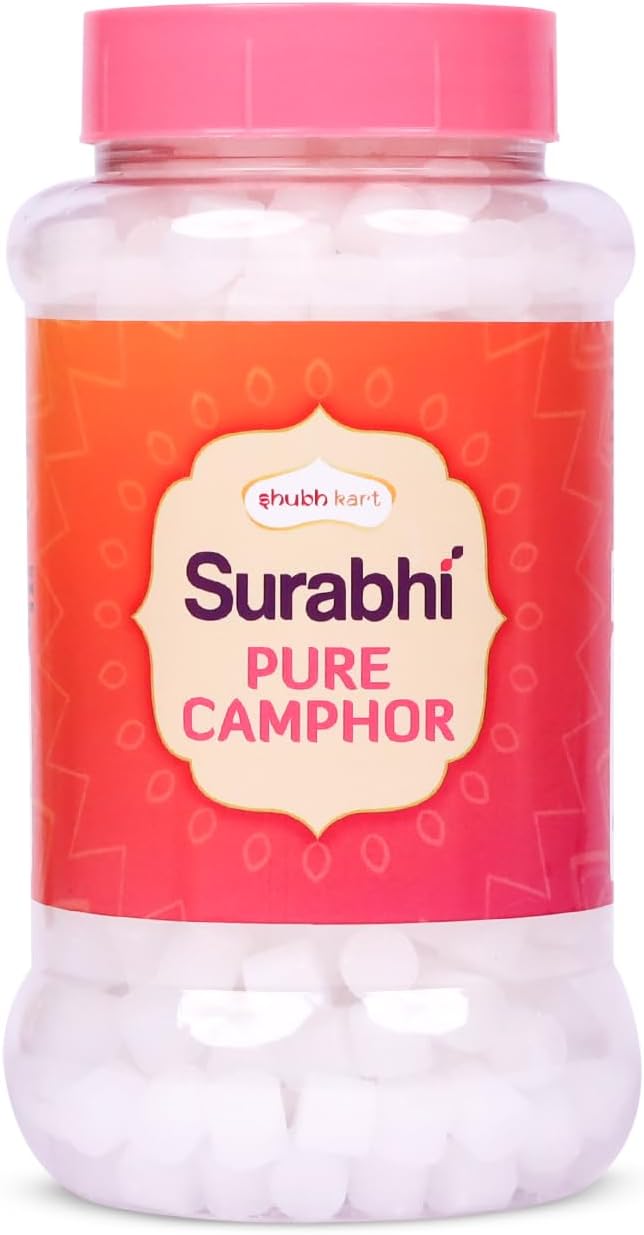 Shubhkart Surabhi 100% Pure Camphor Crystals or Aromatherapy, Incense, Odor Eliminator, Puja (Surabhi Camphor, 250 g | 8.8 oz)